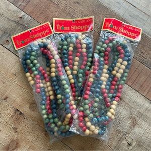 Trim Shoppe Ralph Lauren Christmas Wood Bead Garlands 9 Foot each NEW Set of 3